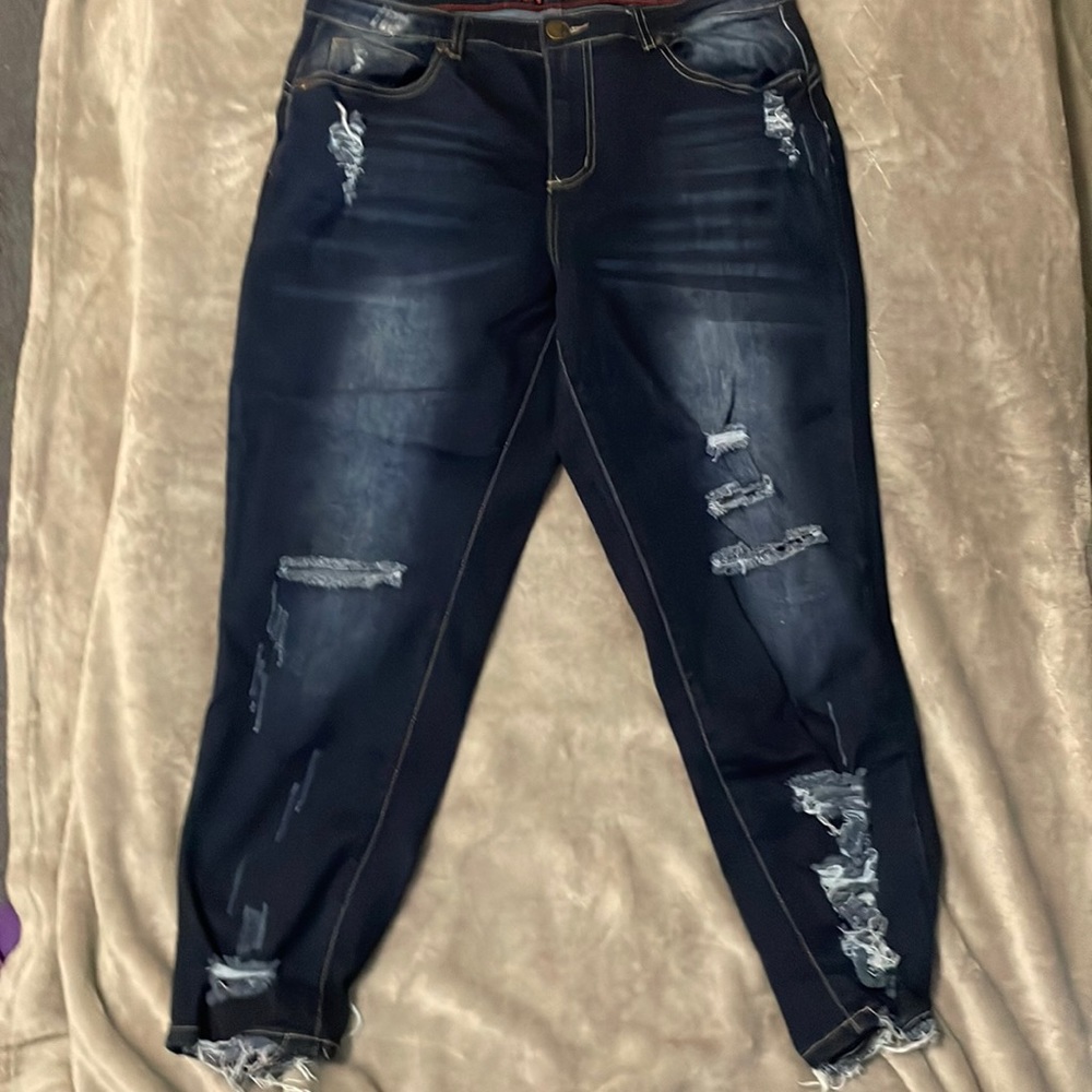 Dark distressed jeans